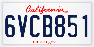 CA license plate 6VCB851