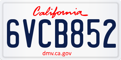 CA license plate 6VCB852