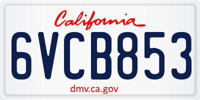CA license plate 6VCB853