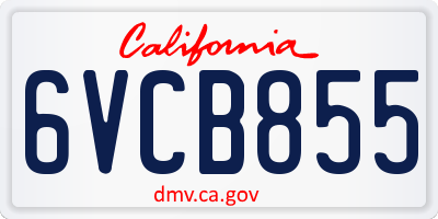 CA license plate 6VCB855