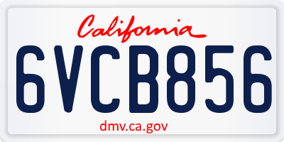 CA license plate 6VCB856