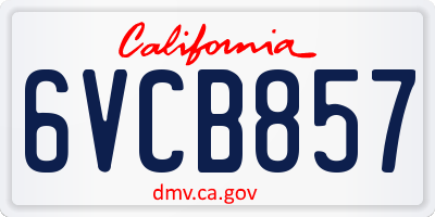 CA license plate 6VCB857