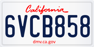 CA license plate 6VCB858