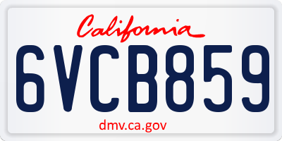 CA license plate 6VCB859