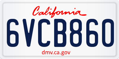 CA license plate 6VCB860