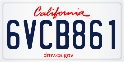 CA license plate 6VCB861