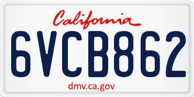 CA license plate 6VCB862
