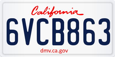 CA license plate 6VCB863