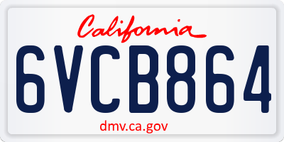 CA license plate 6VCB864
