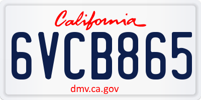 CA license plate 6VCB865