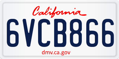 CA license plate 6VCB866