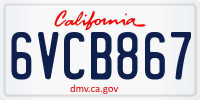 CA license plate 6VCB867