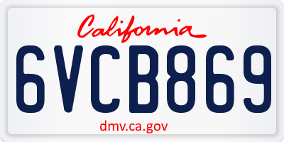 CA license plate 6VCB869