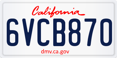 CA license plate 6VCB870
