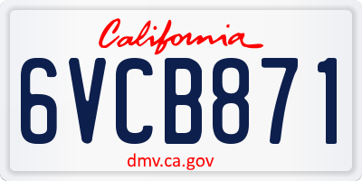 CA license plate 6VCB871