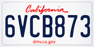 CA license plate 6VCB873