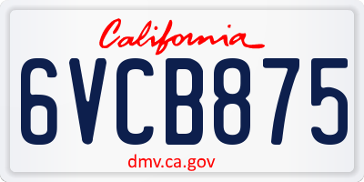 CA license plate 6VCB875