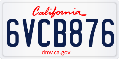 CA license plate 6VCB876