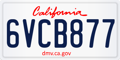CA license plate 6VCB877