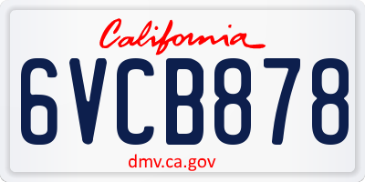 CA license plate 6VCB878