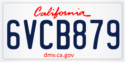 CA license plate 6VCB879