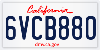 CA license plate 6VCB880