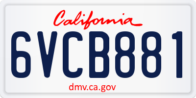 CA license plate 6VCB881