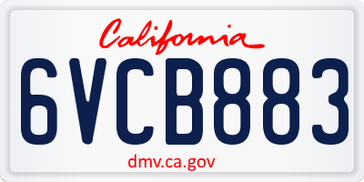 CA license plate 6VCB883