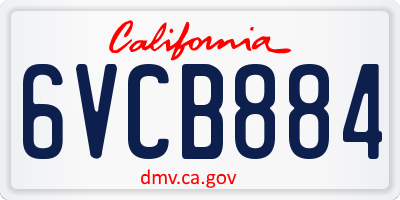 CA license plate 6VCB884