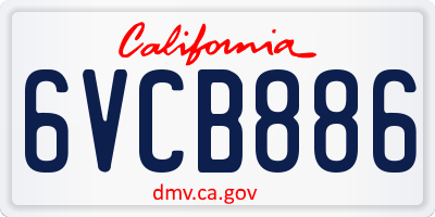 CA license plate 6VCB886