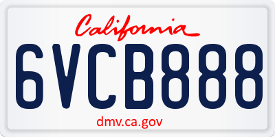 CA license plate 6VCB888