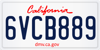 CA license plate 6VCB889