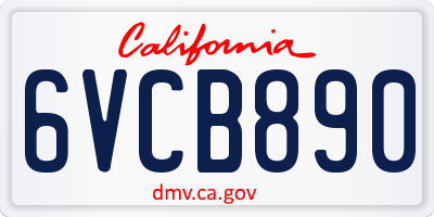 CA license plate 6VCB890