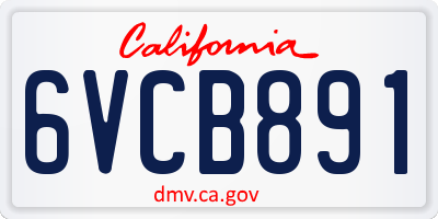 CA license plate 6VCB891