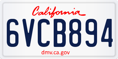 CA license plate 6VCB894