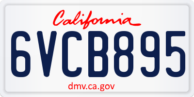 CA license plate 6VCB895