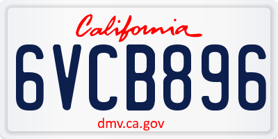 CA license plate 6VCB896