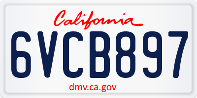 CA license plate 6VCB897