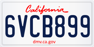 CA license plate 6VCB899