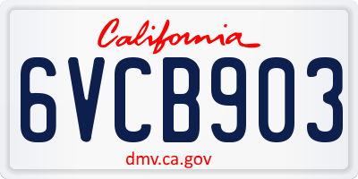 CA license plate 6VCB903