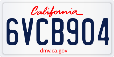 CA license plate 6VCB904