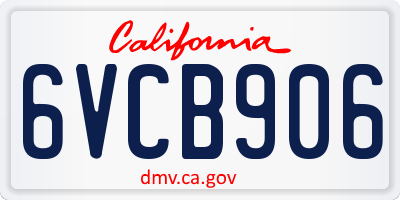 CA license plate 6VCB906