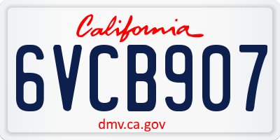 CA license plate 6VCB907