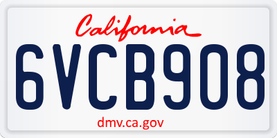 CA license plate 6VCB908