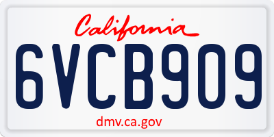 CA license plate 6VCB909