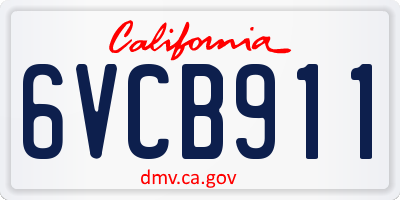 CA license plate 6VCB911