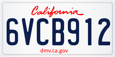 CA license plate 6VCB912