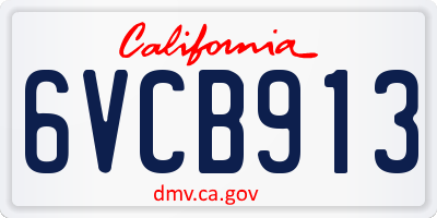 CA license plate 6VCB913