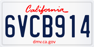 CA license plate 6VCB914