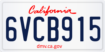 CA license plate 6VCB915